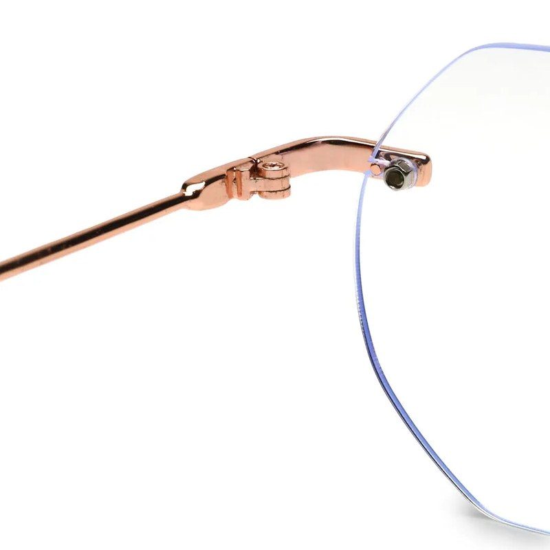 Hexora Rose Gold Medium Rim Less Octagon Computer Glasses for Men & Women — Hashtag Eyewears
