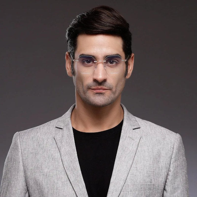 Hexora Rose Gold Medium Rim Less Octagon Computer Glasses for Men & Women — Hashtag Eyewears