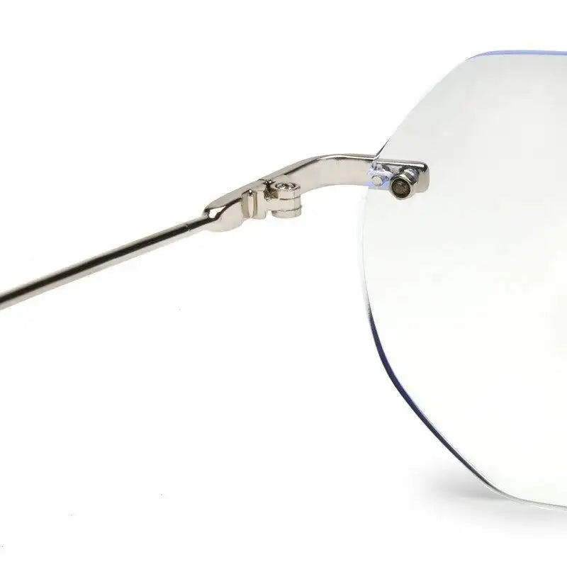 Hexora | Silver Medium Rim Less Octagon Computer Glasses for Men & Women [Blue Block]