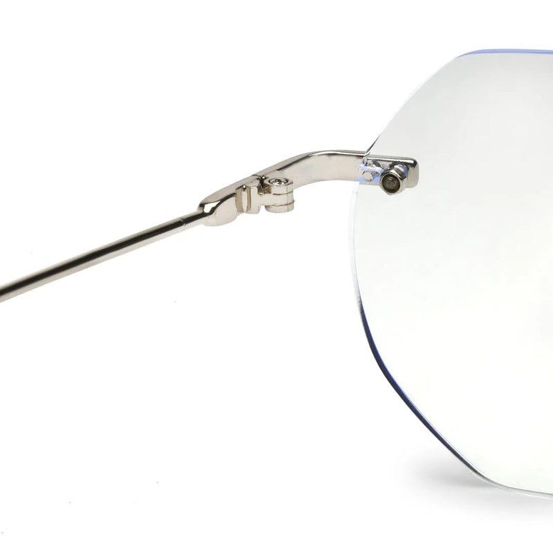 Hexora Silver Medium Rim Less Octagon Computer Glasses for Men & Women — Hashtag Eyewears
