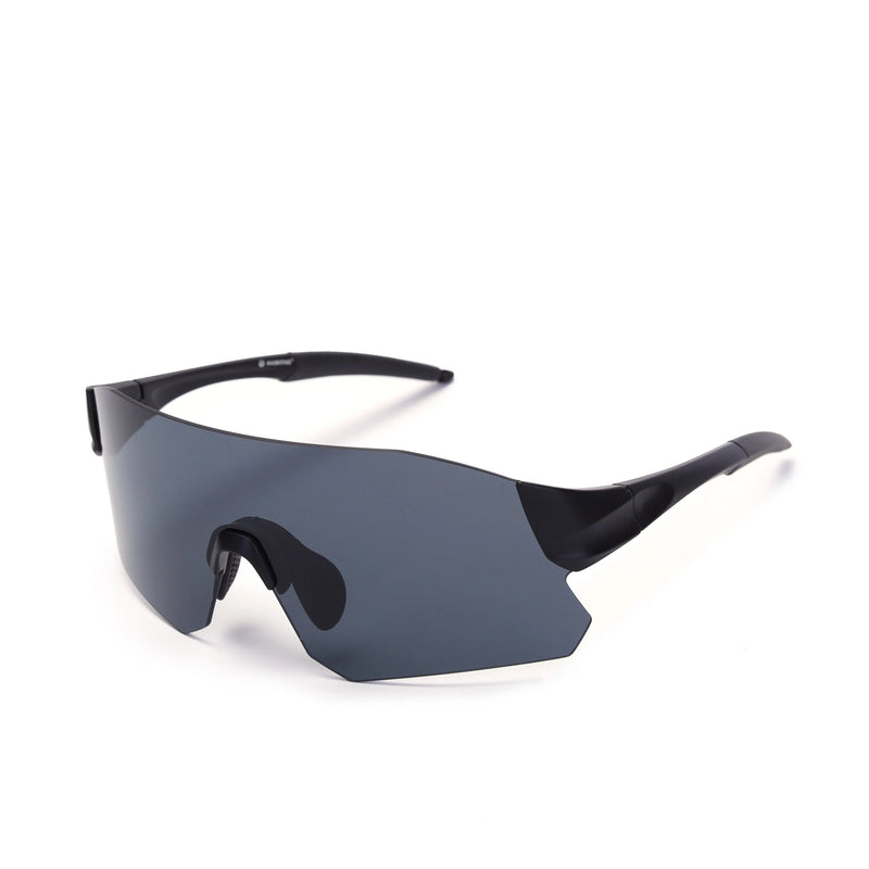 Hunters Black Large Rim Less Shield Sports Sunglasses for Men & Women — Hashtag Eyewears