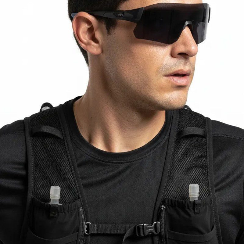 Hunters Black Large Rim Less Shield Sports Sunglasses for Men & Women — Hashtag Eyewears
