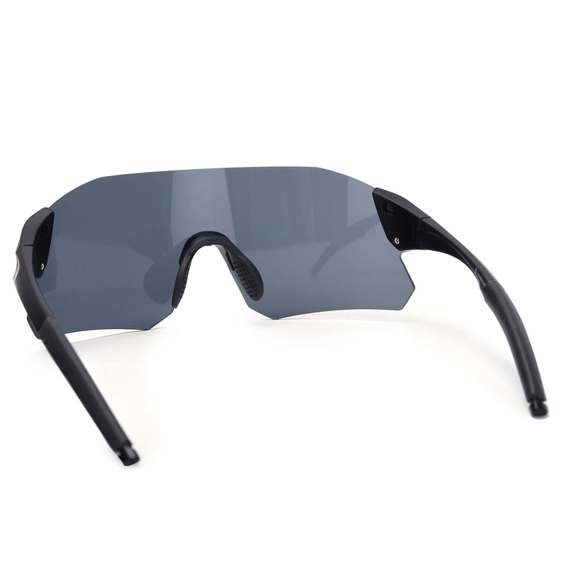 Hunters | Black Large Rim Less Shield Sports Sunglasses for Men & Women [UV-protected]