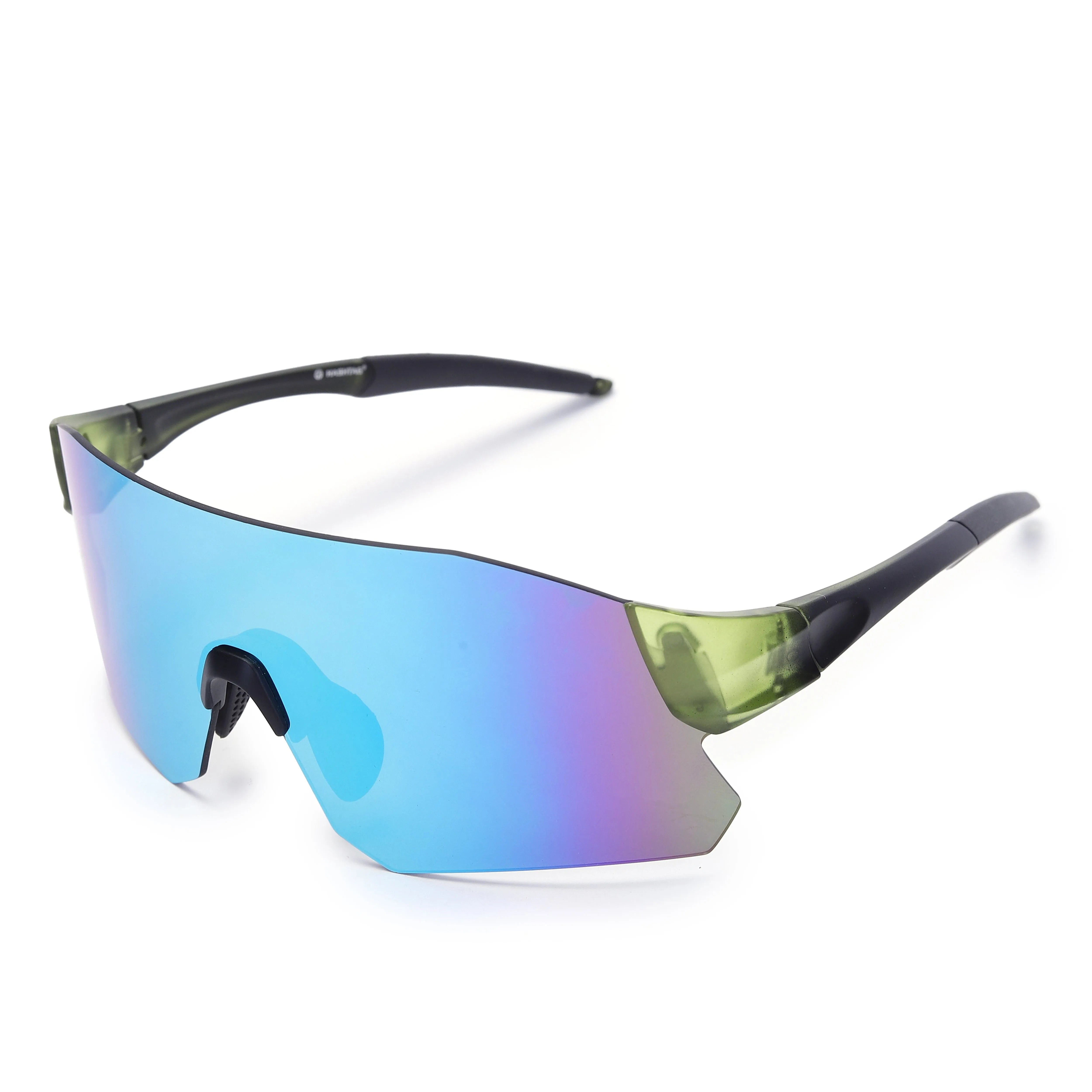 Hunters Green Large Rim Less Shield Sports Sunglasses for Men & Women — Hashtag Eyewears