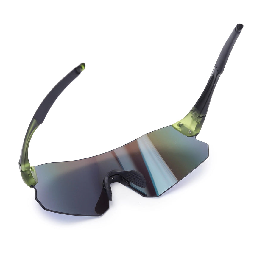 Hunters Green Large Rim Less Shield Sports Sunglasses for Men & Women — Hashtag Eyewears