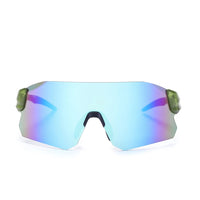 Hunters Green Large Rim Less Shield Sports Sunglasses for Men & Women — Hashtag Eyewears