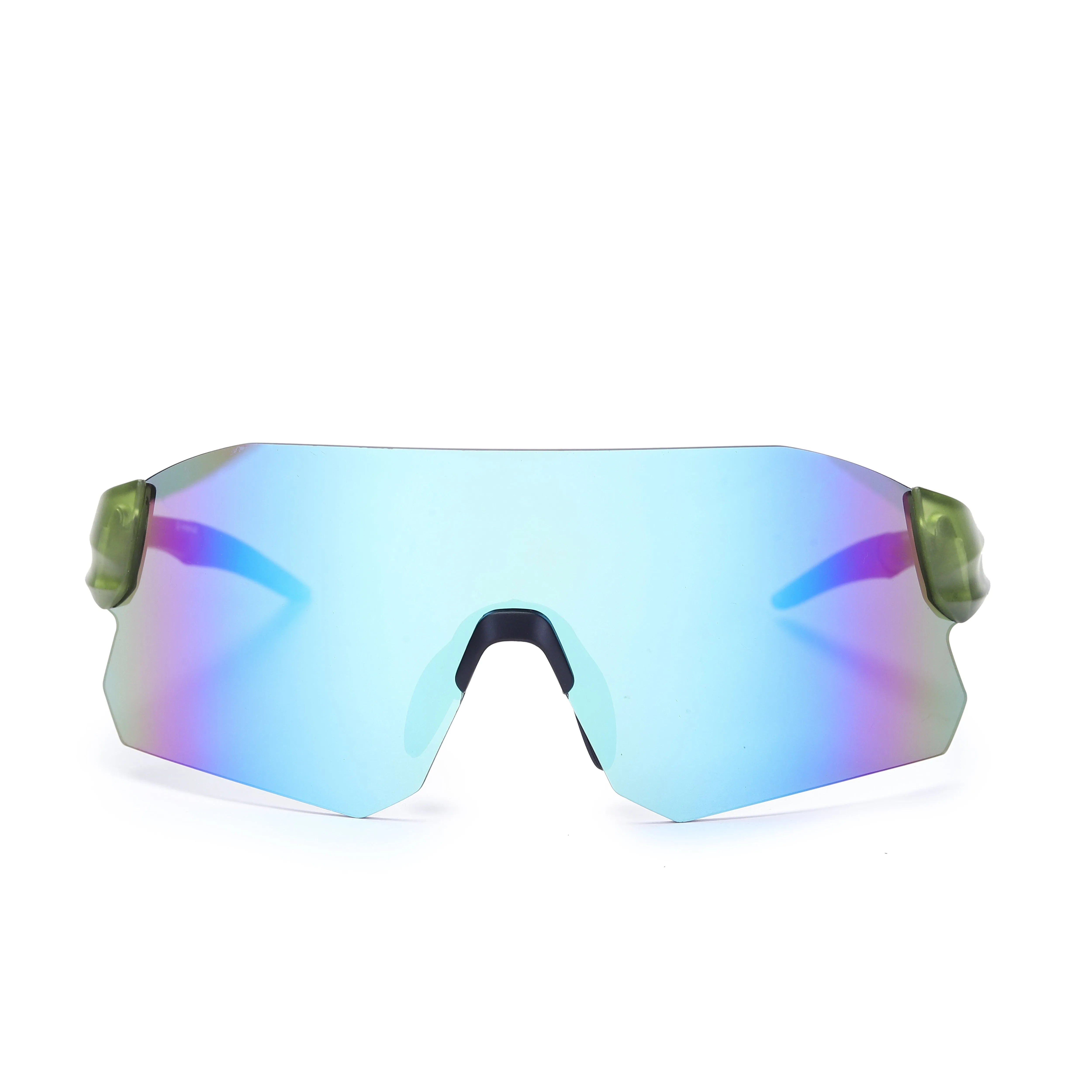 Hunters Green Large Rim Less Shield Sports Sunglasses for Men & Women — Hashtag Eyewears