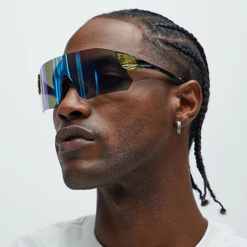 Hunters Green Large Rim Less Shield Sports Sunglasses for Men & Women — Hashtag Eyewears