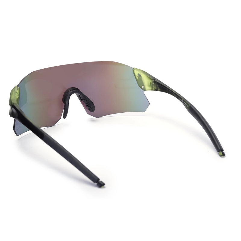 Hunters | Green Large Rim Less Shield Sports Sunglasses for Men & Women [UV-protected]