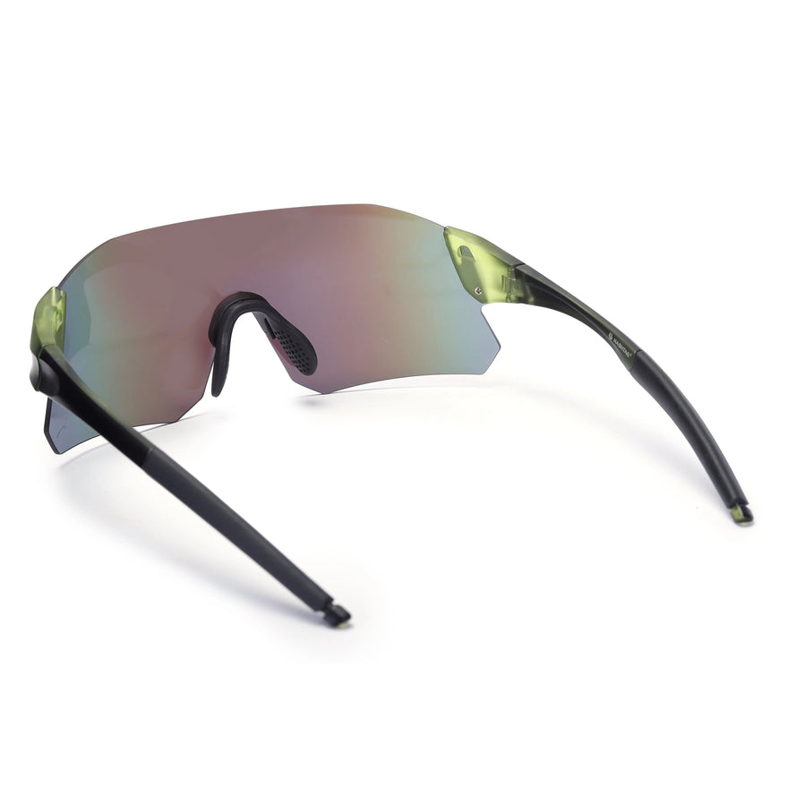 Hunters Green Large Rim Less Shield Sports Sunglasses for Men & Women — Hashtag Eyewears