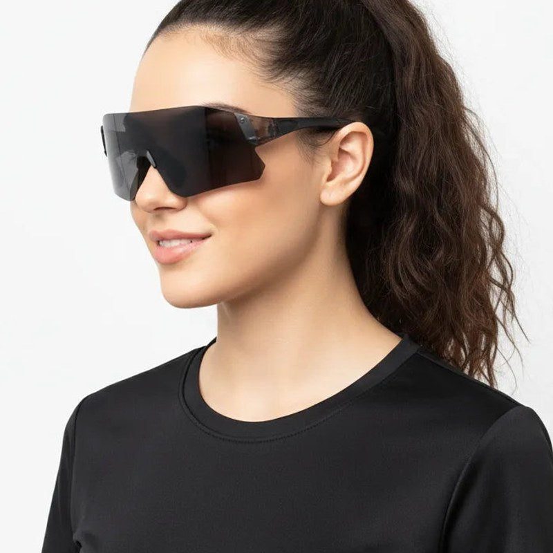 Hunters Grey Large Rim Less Shield Sports Sunglasses for Men & Women — Hashtag Eyewears
