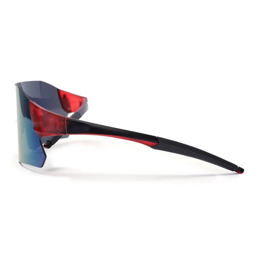 Hunters Red Large Rim Less Shield Sports Sunglasses for Men & Women — Hashtag Eyewears
