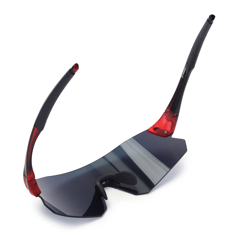 Hunters | Red Large Rim Less Shield Sports Sunglasses for Men & Women [UV-protected]