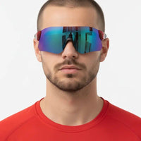 Hunters Red Large Rim Less Shield Sports Sunglasses for Men & Women — Hashtag Eyewears