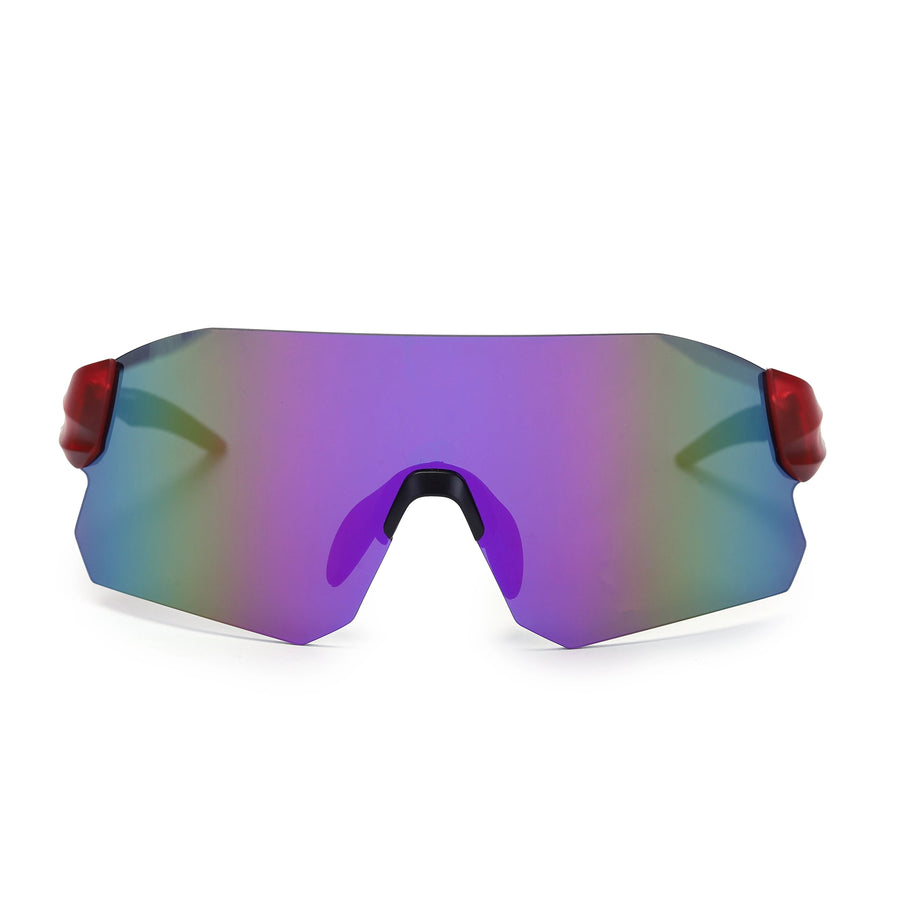 Hunters Red Large Rim Less Shield Sports Sunglasses for Men & Women — Hashtag Eyewears