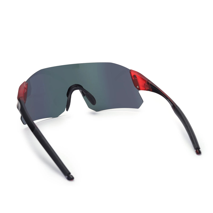 Hunters Red Large Rim Less Shield Sports Sunglasses for Men & Women — Hashtag Eyewears