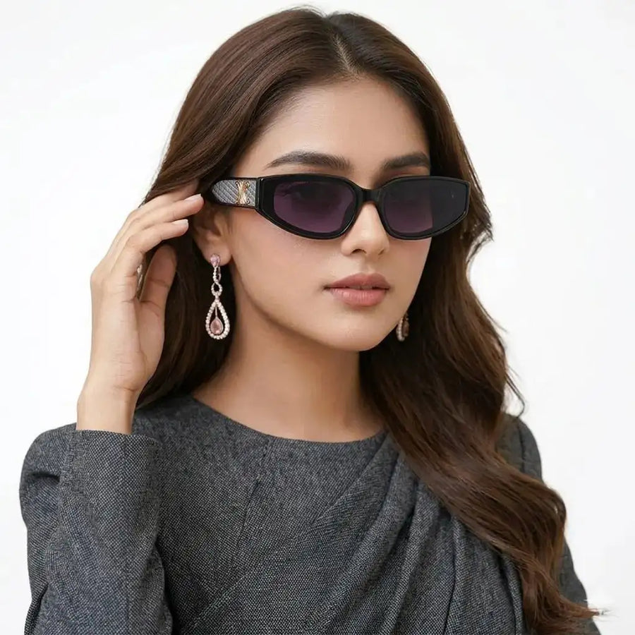 Hyra | Black Medium Full Rim Cateye Sunglasses for Women [UV-protected]