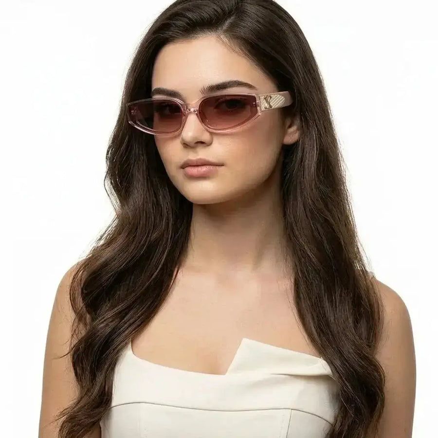 Hyra | Transparent Pink Medium Full Rim Cateye Sunglasses for Women [UV-protected]