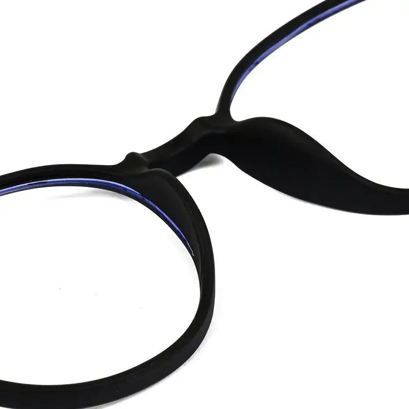 Idefend | Black Medium Full Rim OVAL Computer Glasses for Men & Women [Blue Block]