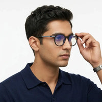 Idefend | Black Medium Full Rim OVAL Computer Glasses for Men & Women [Blue Block]