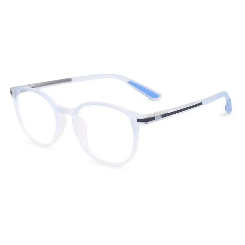 Idefend | Transparent Light Blue & Transparent White Medium Full Rim OVAL Computer Glasses for Men & Women [Blue Block]