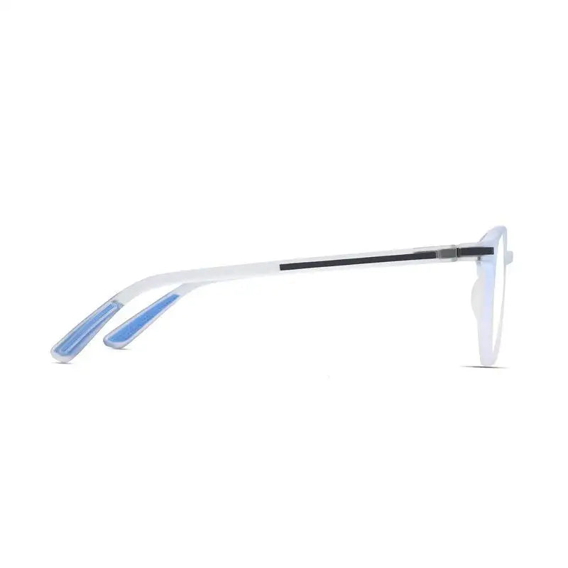 Idefend | Transparent Light Blue & Transparent White Medium Full Rim OVAL Computer Glasses for Men & Women [Blue Block]