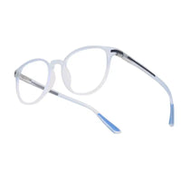Idefend | Transparent Light Blue & Transparent White Medium Full Rim OVAL Computer Glasses for Men & Women [Blue Block]