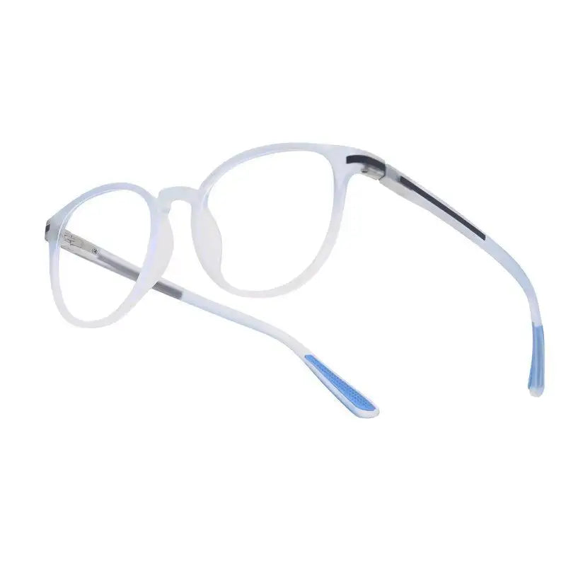 Idefend | Transparent Light Blue & Transparent White Medium Full Rim OVAL Computer Glasses for Men & Women [Blue Block]
