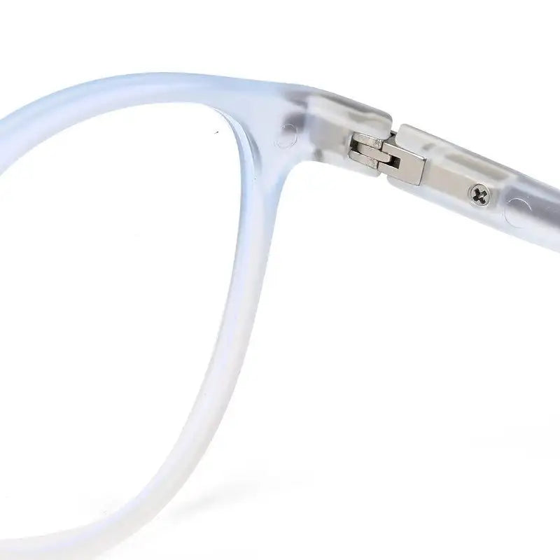 Idefend | Transparent Light Blue & Transparent White Medium Full Rim OVAL Computer Glasses for Men & Women [Blue Block]