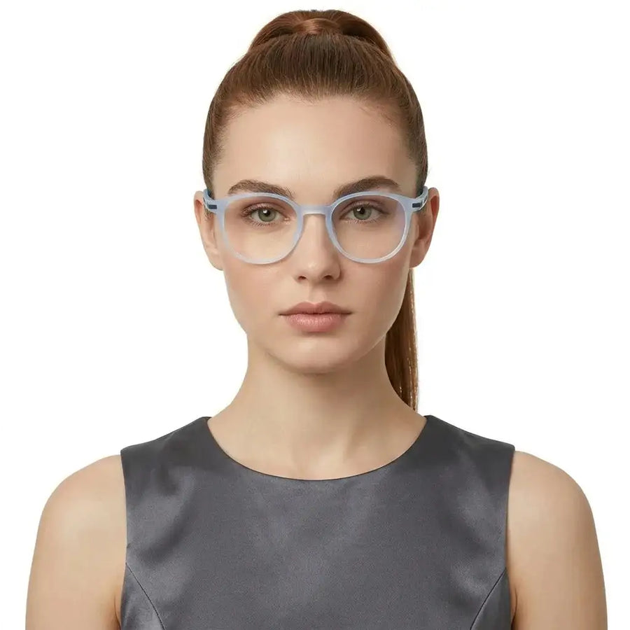 Idefend | Transparent Light Blue & Transparent White Medium Full Rim OVAL Computer Glasses for Men & Women [Blue Block]