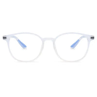 Idefend | Transparent Light Blue & Transparent White Medium Full Rim OVAL Computer Glasses for Men & Women [Blue Block]