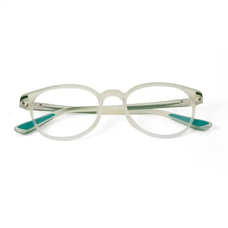 Idefend | Transparent Light Green Medium Full Rim OVAL Computer Glasses for Men & Women [Blue Block]