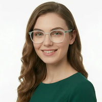 Idefend | Transparent Light Green Medium Full Rim OVAL Computer Glasses for Men & Women [Blue Block]