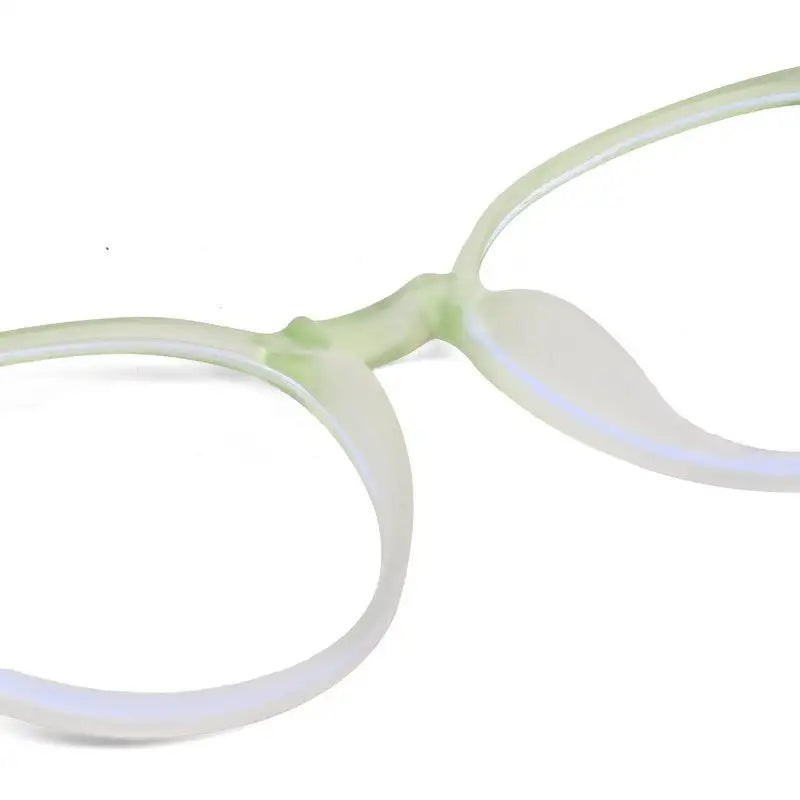 Idefend | Transparent Light Green Medium Full Rim OVAL Computer Glasses for Men & Women [Blue Block]