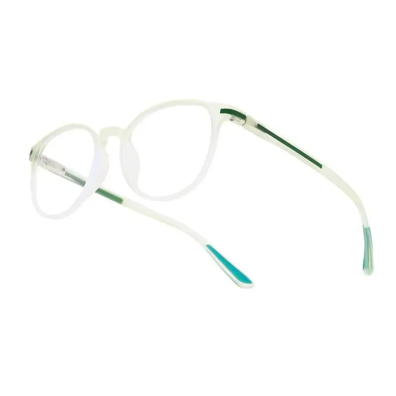 Idefend | Transparent Light Green Medium Full Rim OVAL Computer Glasses for Men & Women [Blue Block]