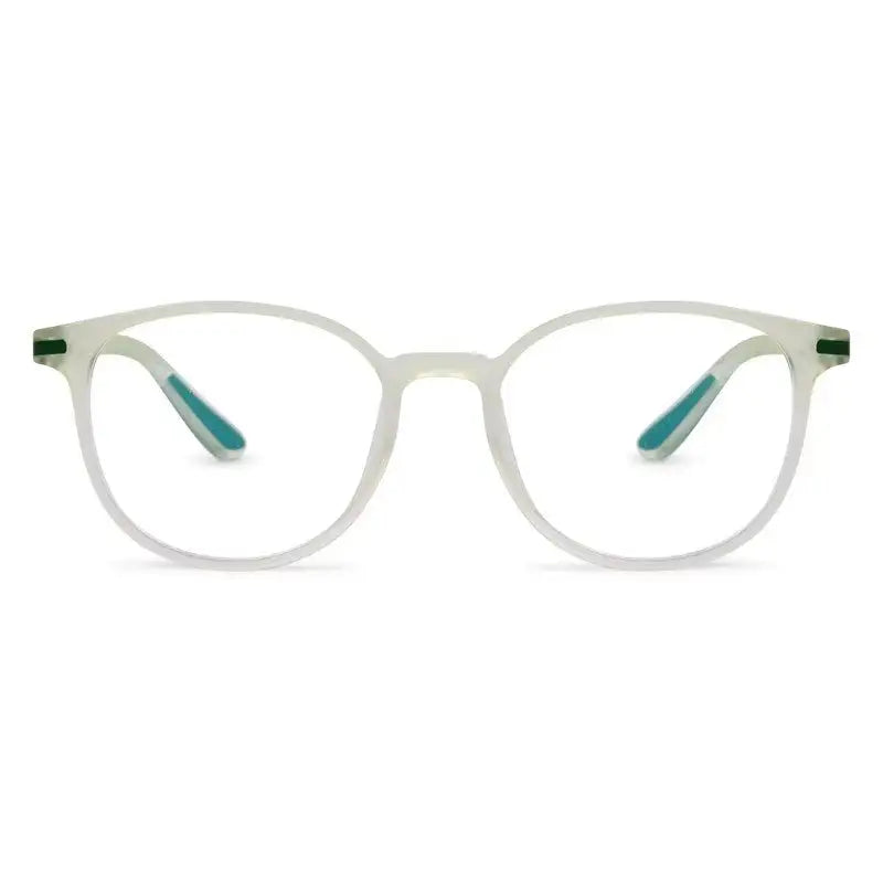 Idefend | Transparent Light Green Medium Full Rim OVAL Computer Glasses for Men & Women [Blue Block]