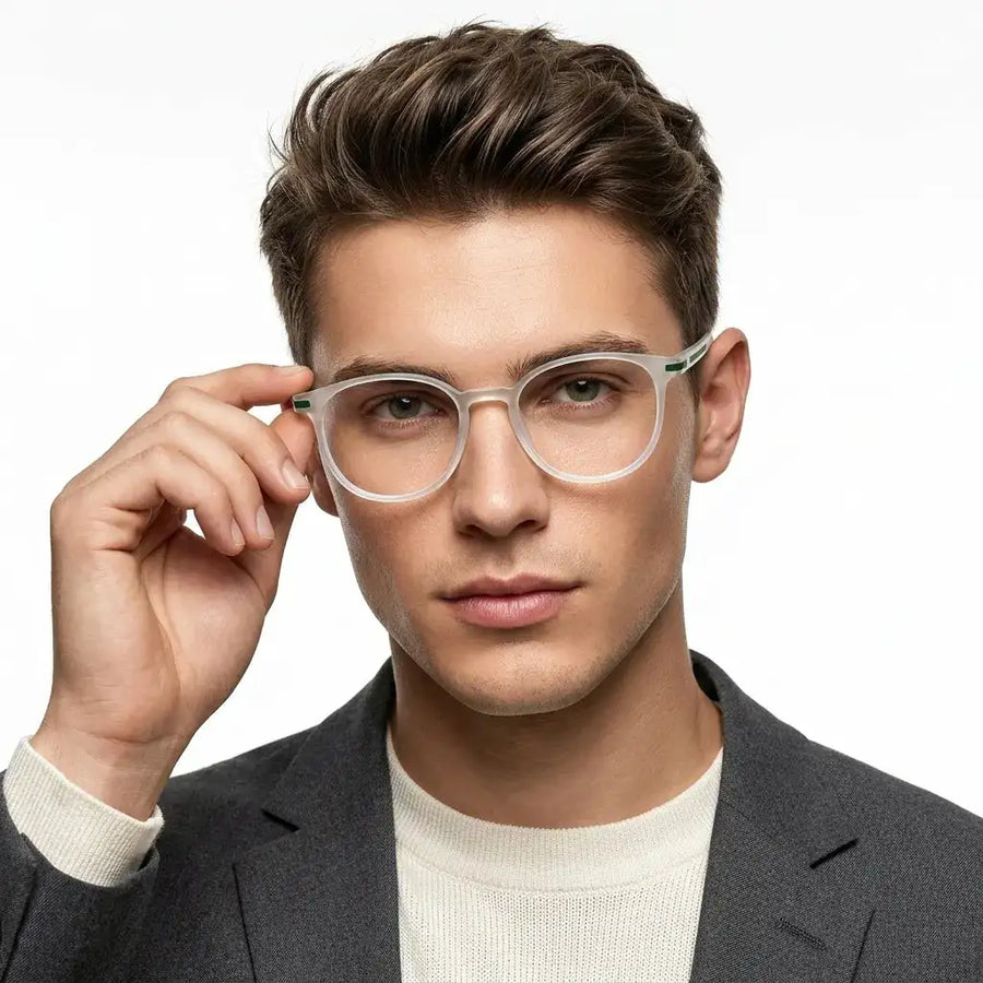 Idefend | Transparent Light Green Medium Full Rim OVAL Computer Glasses for Men & Women [Blue Block]