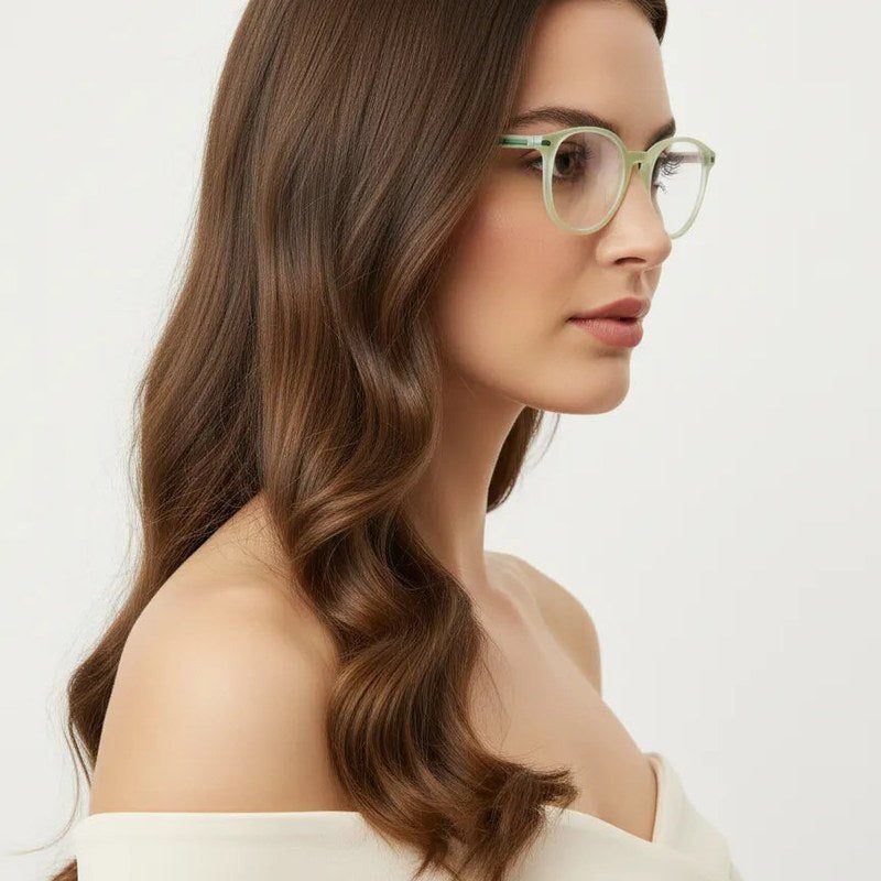Idefend Transparent Light Green Medium Full Rim Round Computer Glasses for Men & Women — Hashtag Eyewears