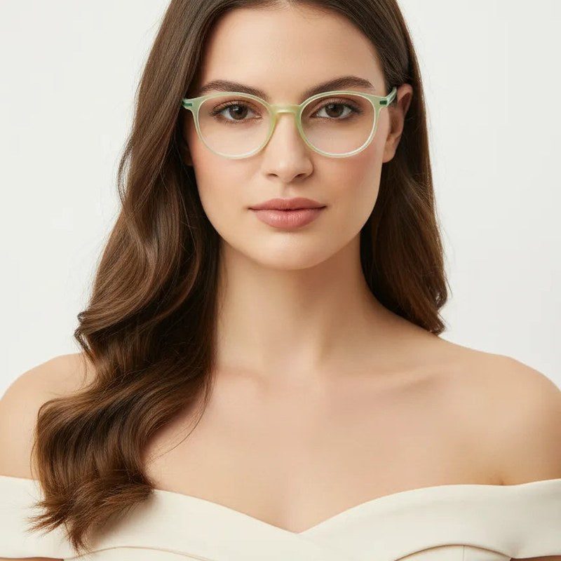 Idefend Transparent Light Green Medium Full Rim Round Computer Glasses for Men & Women — Hashtag Eyewears