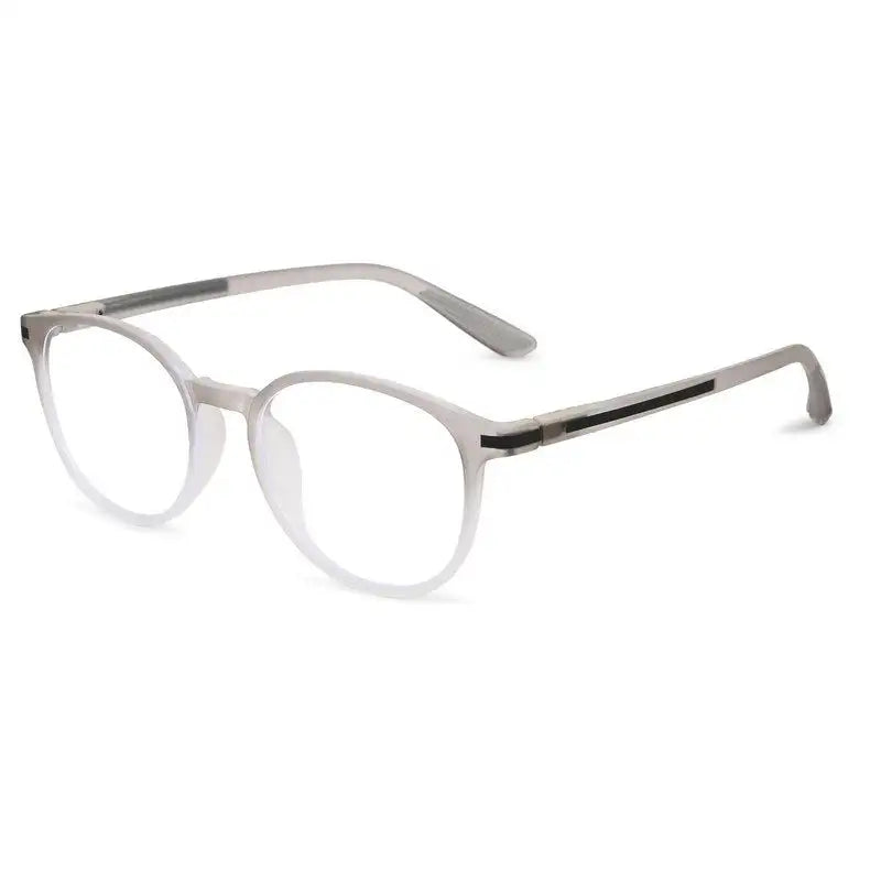 Idefend | Transparent Light Grey & White Medium Full Rim OVAL Computer Glasses for Men & Women [Blue Block]