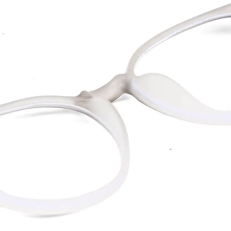 Idefend | Transparent Light Grey & White Medium Full Rim OVAL Computer Glasses for Men & Women [Blue Block]