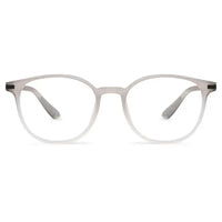 Idefend | Transparent Light Grey & White Medium Full Rim OVAL Computer Glasses for Men & Women [Blue Block]
