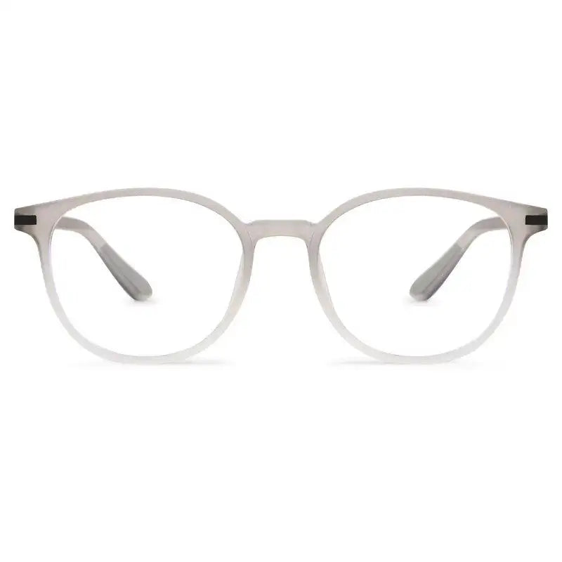 Idefend | Transparent Light Grey & White Medium Full Rim OVAL Computer Glasses for Men & Women [Blue Block]