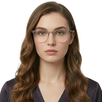 Idefend | Transparent Light Grey & White Medium Full Rim OVAL Computer Glasses for Men & Women [Blue Block]