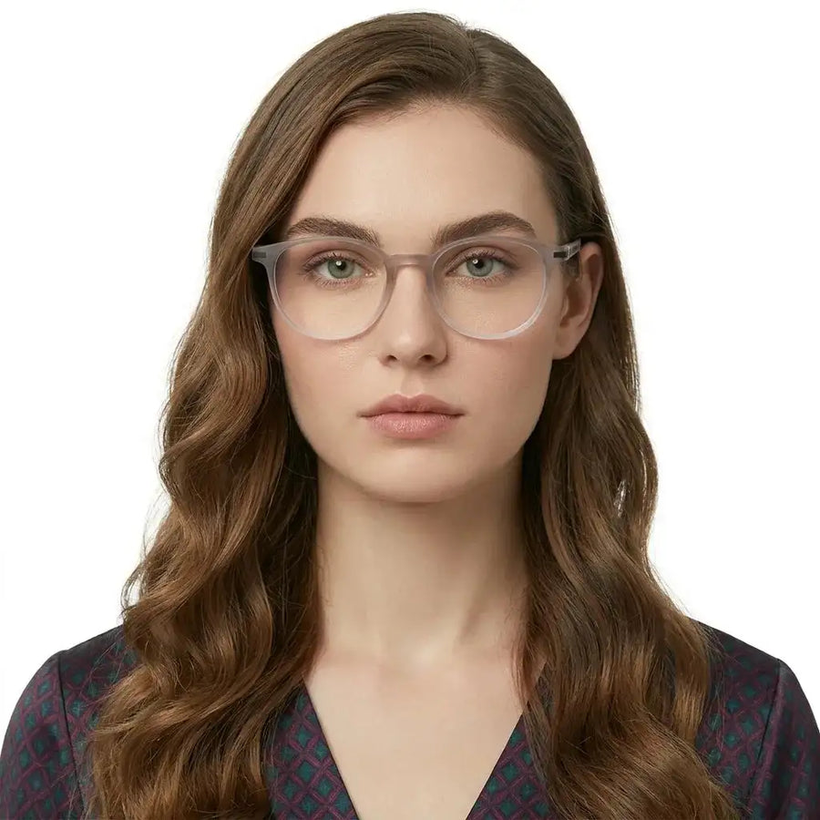 Idefend | Transparent Light Grey & White Medium Full Rim OVAL Computer Glasses for Men & Women [Blue Block]