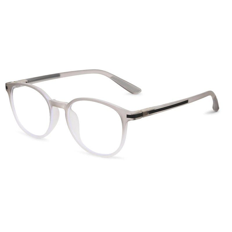 Idefend Transparent Light Grey & White Medium Full Rim Round Computer Glasses for Men & Women — Hashtag Eyewears