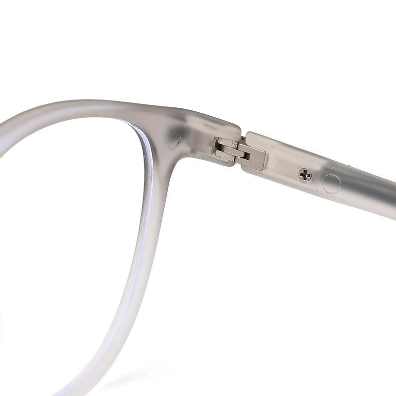 Idefend Transparent Light Grey & White Medium Full Rim Round Computer Glasses for Men & Women — Hashtag Eyewears