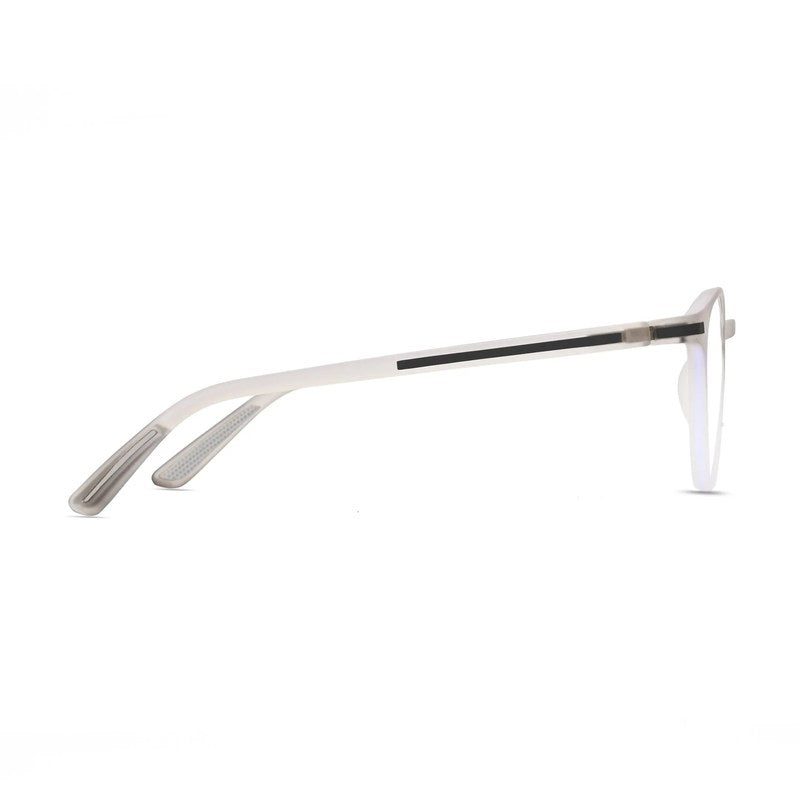Idefend Transparent Light Grey & White Medium Full Rim Round Computer Glasses for Men & Women — Hashtag Eyewears