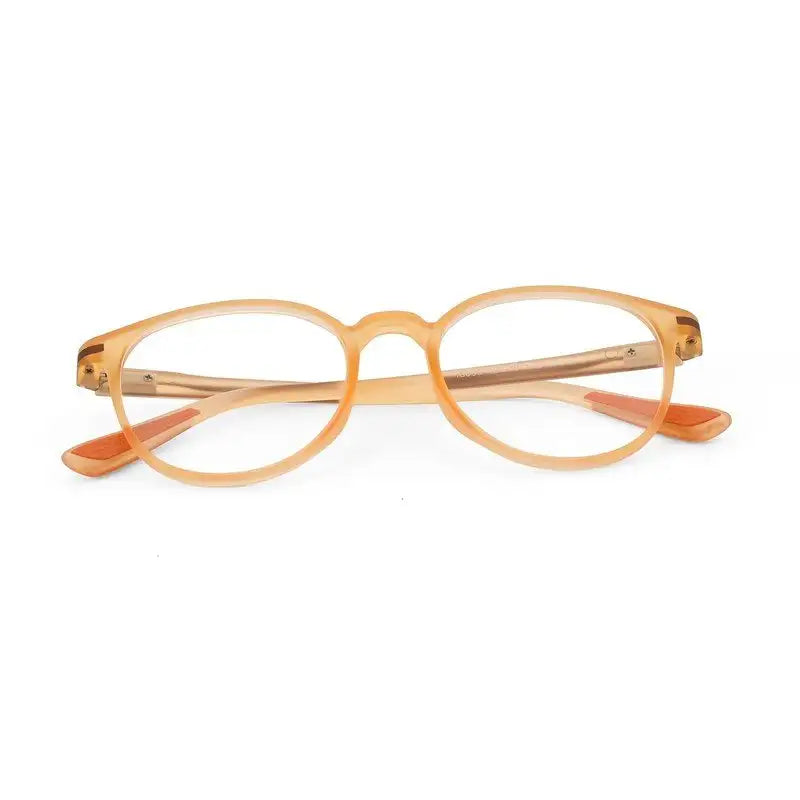 Idefend | Transparent Orange Medium Full Rim OVAL Computer Glasses for Men & Women [Blue Block]