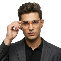 Idefend | Transparent Orange Medium Full Rim OVAL Computer Glasses for Men & Women [Blue Block]